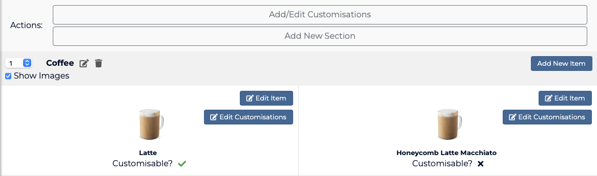 Digitalise Menu by Creating Sections and Items
